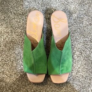 Sam Edelman Green Mules with Striking Design